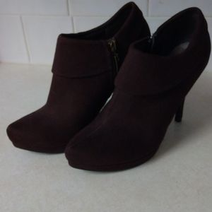 Brown suede stiletto booties/boots